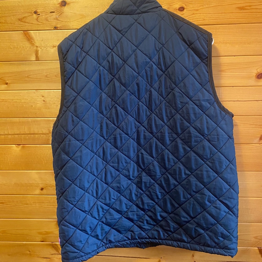 Coleman Quilted Puffer Vest Mens Dark Blue Suede Trim Full Zip Pockets L - Picture 8 of 9